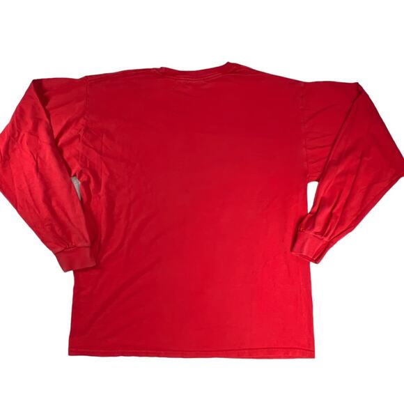 Gildan Men's Long Sleeve Crew Neck Tee Shirt Size Large Red 100% Cotton Holiday - Picture 2 of 12